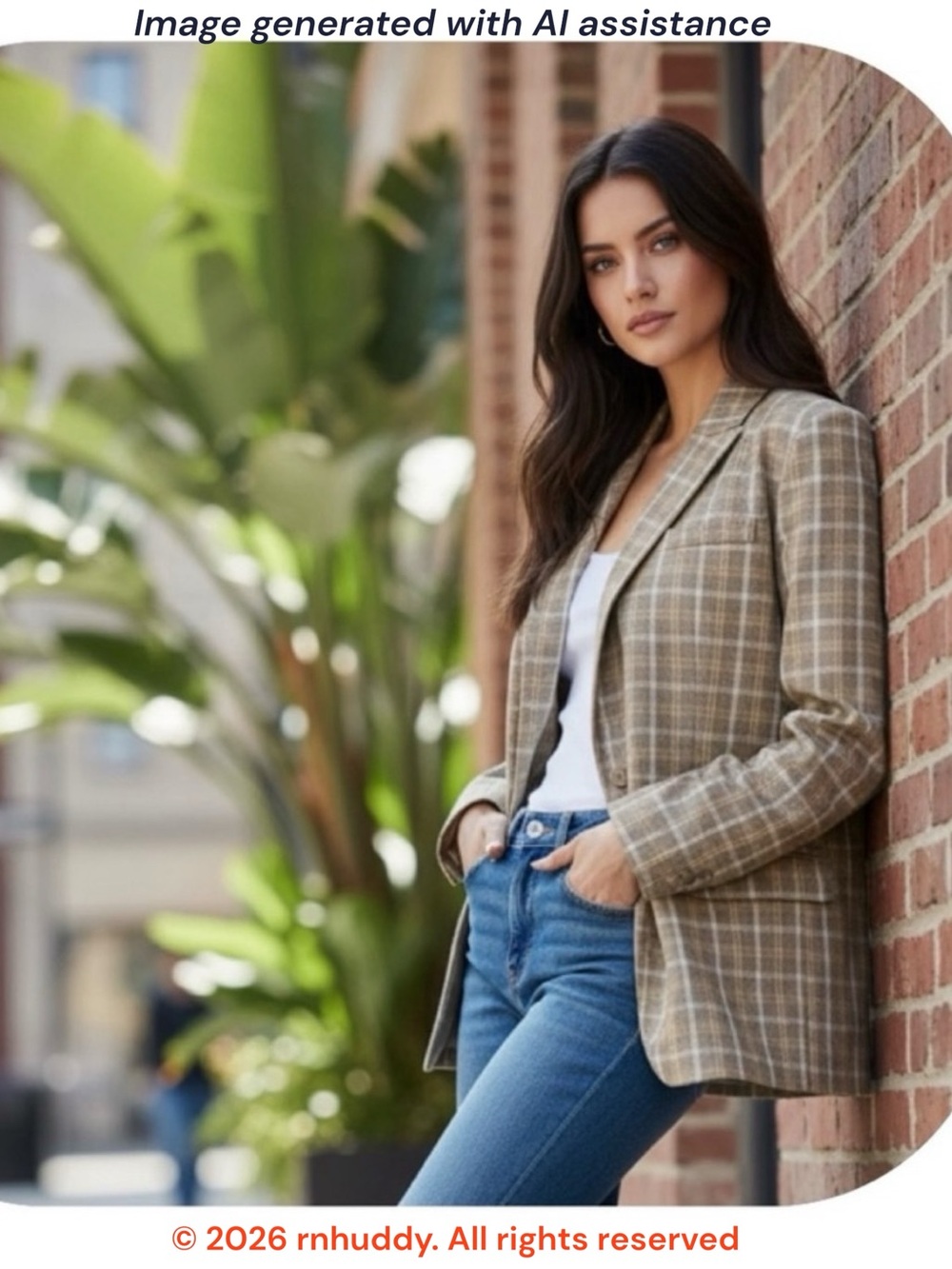 NWOT 4th & Reckless L tan plaid oversized one button chance blazer - Picture 14 of 14